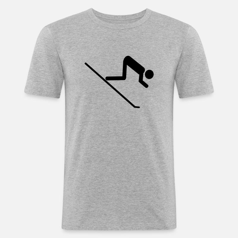 ski - Männer Slim Fit T-Shirt - Grau meliert