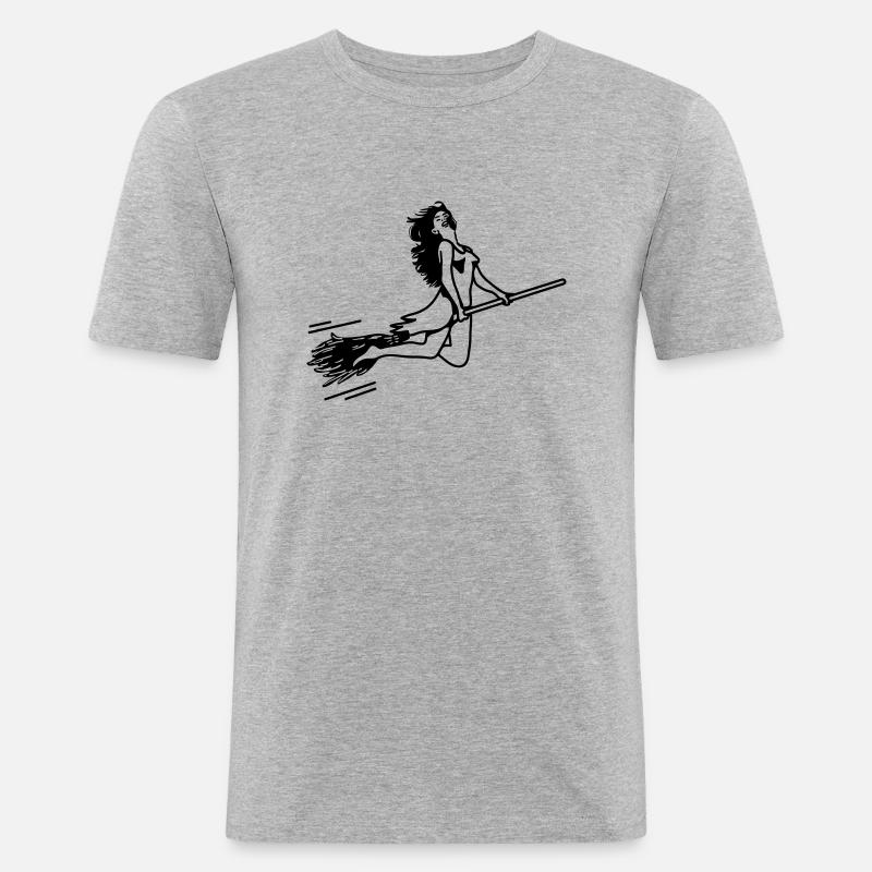 witch - Männer Slim Fit T-Shirt - Grau meliert