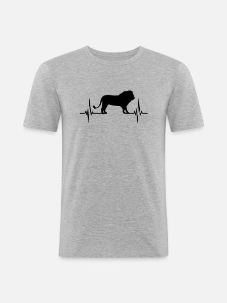Pulse Male Lion - Men's Slim Fit T-Shirt - heather grey