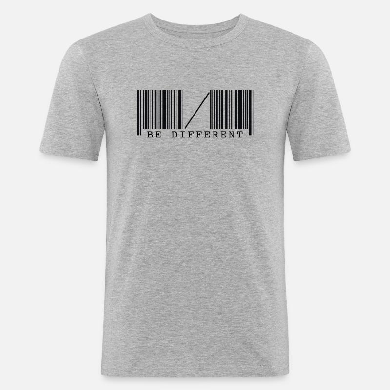 Be different barcode - Männer Slim Fit T-Shirt - Grau meliert
