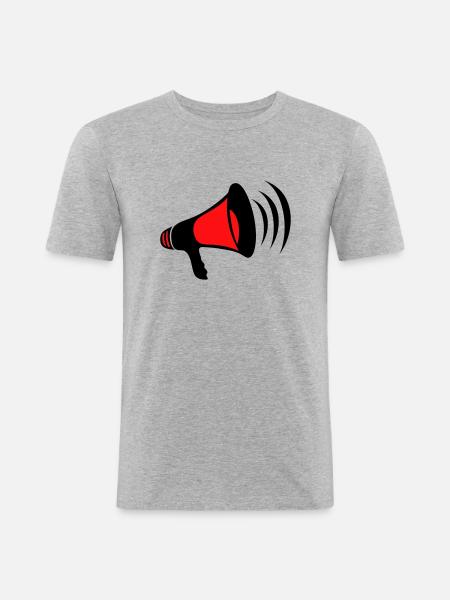 Megaphon - Männer Slim Fit T-Shirt - Grau meliert