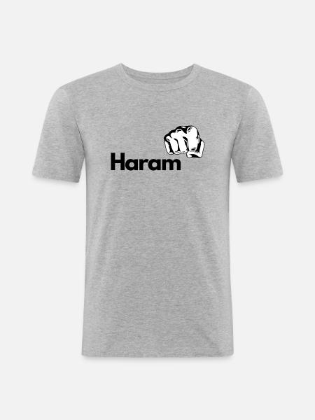 Haram Faust - Männer Slim Fit T-Shirt - Grau meliert
