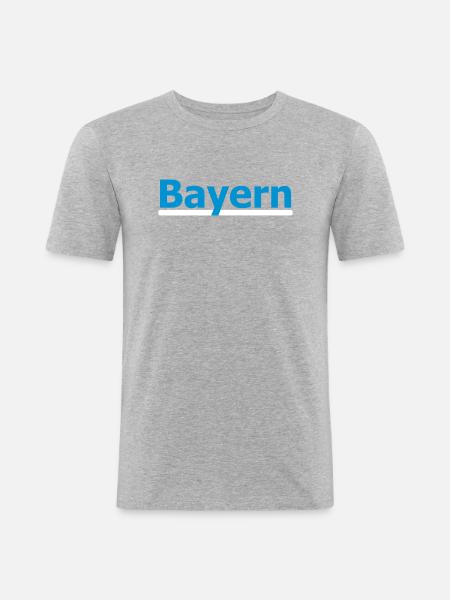 Bayern Bundesland Schriftzug - Männer Slim Fit T-Shirt - Grau meliert