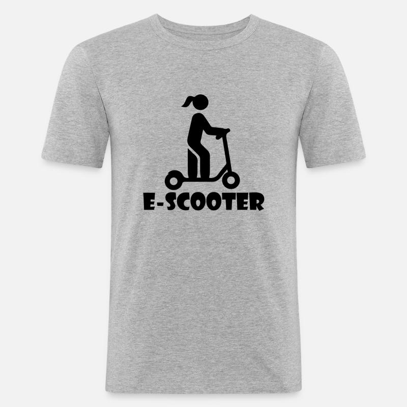 E-Scooter Roller Scooter - Männer Slim Fit T-Shirt - Grau meliert
