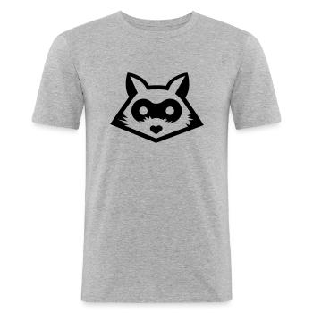 Bike Racoon - raton laveur - T-shirt près du corps Homme - gris chiné - Devant - Nik (191cm)