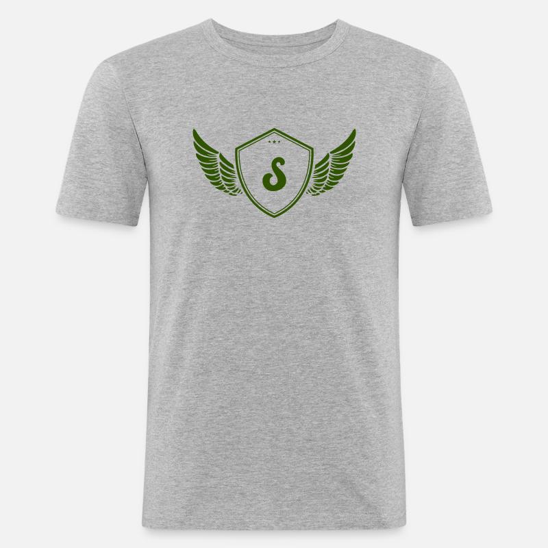 wappen s - Männer Slim Fit T-Shirt - Grau meliert