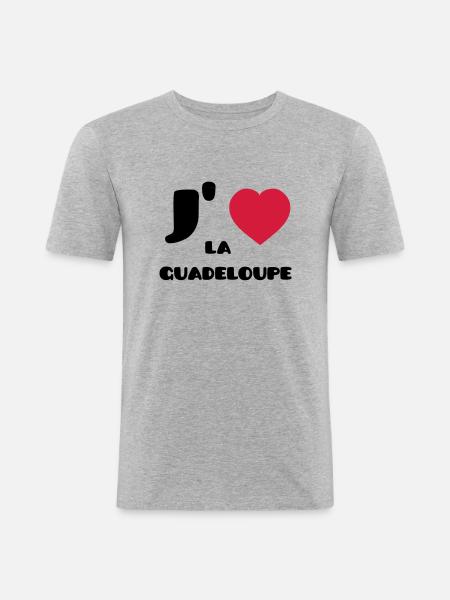 J'aime la Guadeloupe (V) - Men's Slim Fit T-Shirt - heather grey
