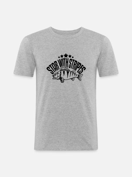 Star With Stripes - Männer Slim Fit T-Shirt - Grau meliert