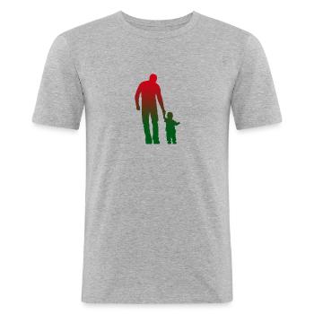 father and son - Men's Slim Fit T-Shirt - heather grey - Front - Nik (191cm)