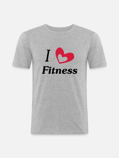 i love fitness - Men's Slim Fit T-Shirt - heather grey