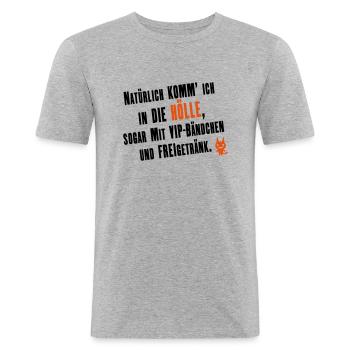 Hölle - Männer Slim Fit T-Shirt - Grau meliert - Vorne - Nik (191cm)