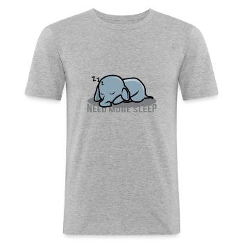 Kleiner Elefant brauch mehr Schlaf Bett Traum - Männer Slim Fit T-Shirt - Grau meliert - Vorne - Nik (191cm)