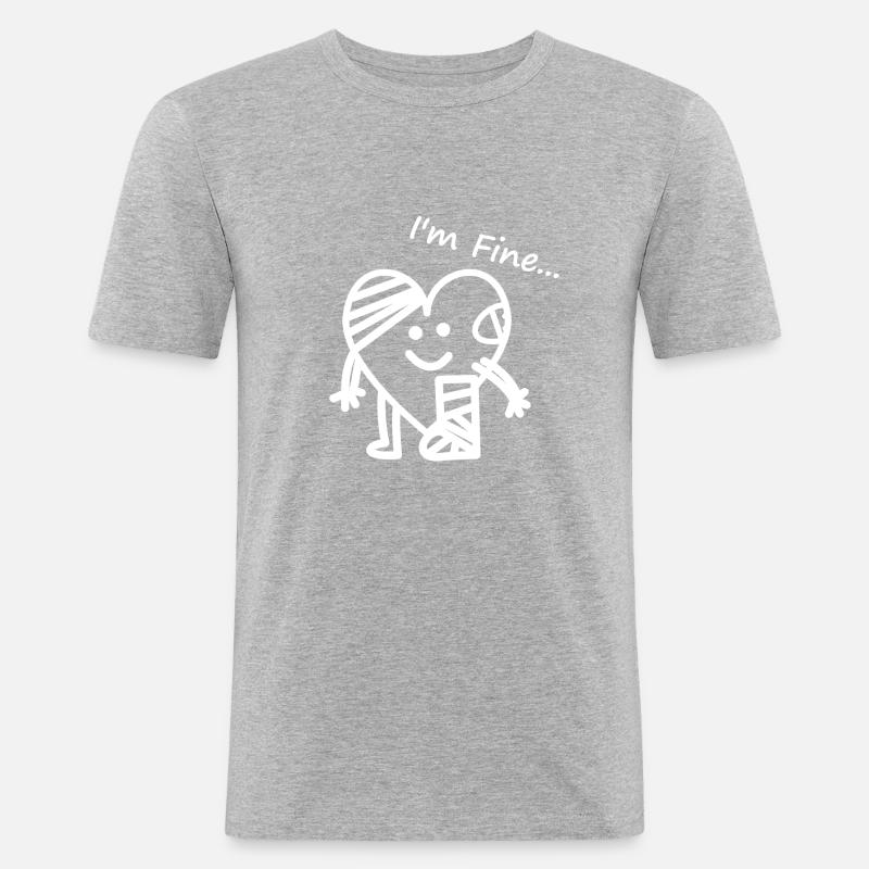 Im Fine white - Männer Slim Fit T-Shirt - Grau meliert