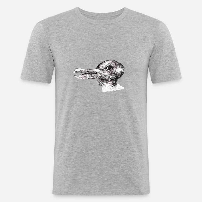 ente oder hase - Männer Slim Fit T-Shirt - Grau meliert