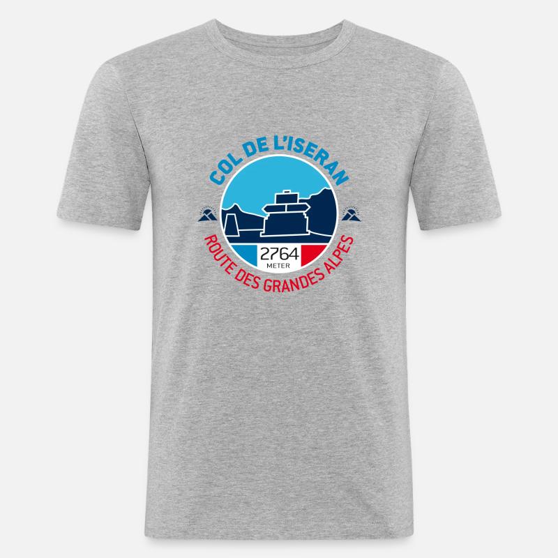 Col de l'Iseran 1 - Männer Slim Fit T-Shirt - Grau meliert