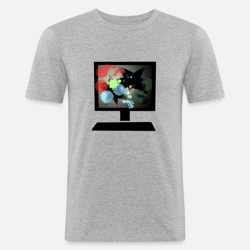 bunter Pc - Männer Slim Fit T-Shirt - Grau meliert