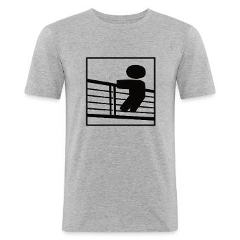 Zaungast, Geländer, Aussicht - Männer Slim Fit T-Shirt - Grau meliert - Vorne - Nik (191cm)