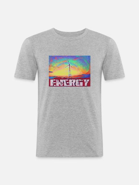 Energy - Männer Slim Fit T-Shirt - Grau meliert