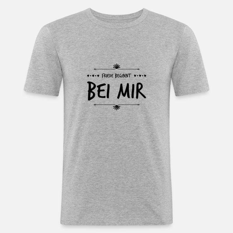 Friede beginnt bei mir - Männer Slim Fit T-Shirt - Grau meliert