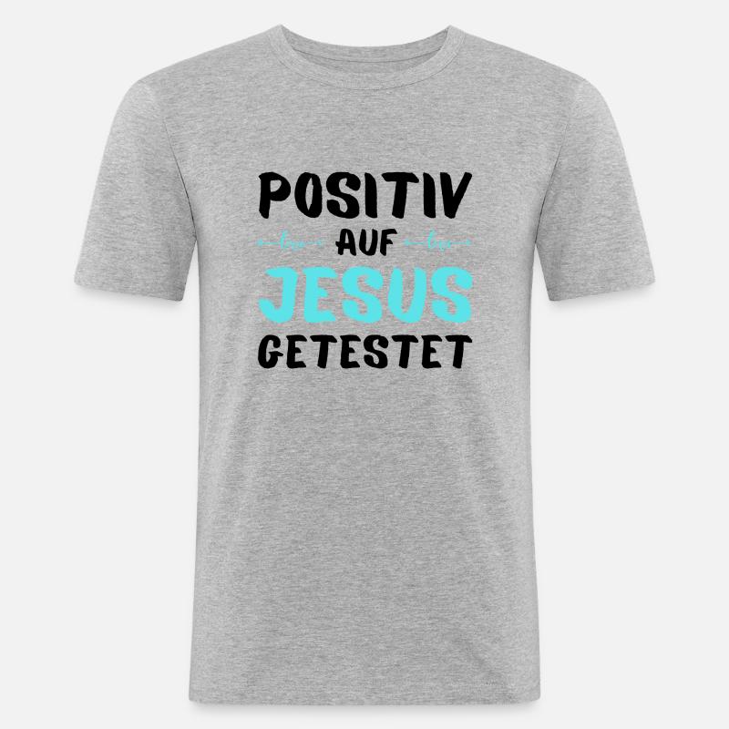 Auf Jesus getestet Gott Geschenkidee - Männer Slim Fit T-Shirt - Grau meliert
