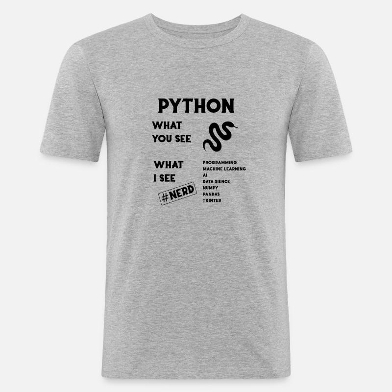 Python Programming - Männer Slim Fit T-Shirt - Grau meliert