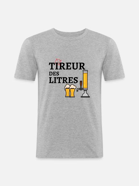 Tireur des Litres - T-shirt près du corps Homme - gris chiné