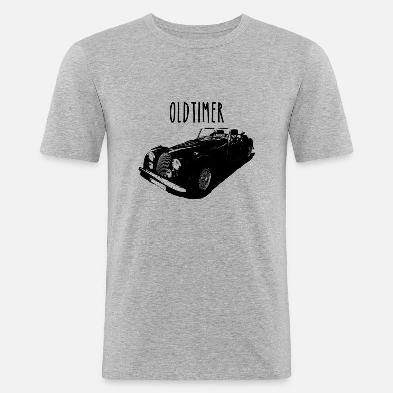 Britischer Oldtimer - Plus4 oder Plus8 - Männer Slim Fit T-Shirt - Grau meliert