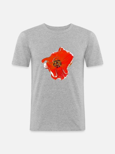 Flowers Rose orange - Men's Slim Fit T-Shirt - heather grey