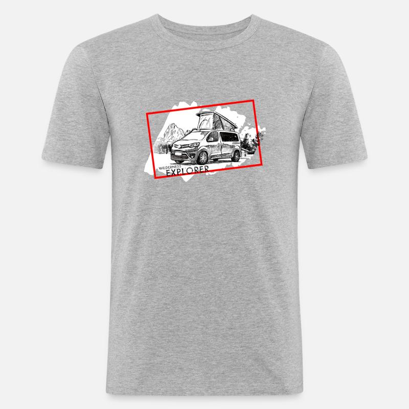 Wilderness Explorer Campster Van - Männer Slim Fit T-Shirt - Grau meliert