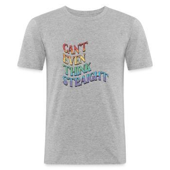 Not thinking Straight - Männer Slim Fit T-Shirt - Grau meliert - Vorne - Nik (191cm)