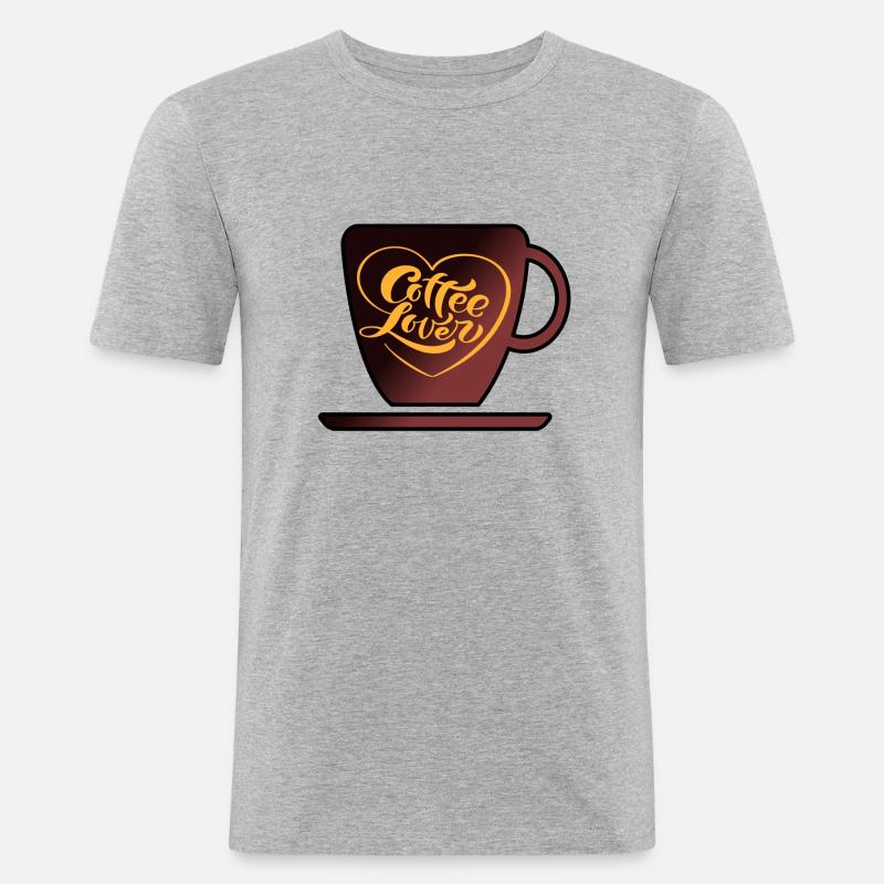 Kaffee trinken Kaffeetrinker Kaffeebohne Geschenk - Männer Slim Fit T-Shirt - Grau meliert