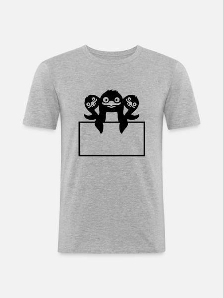 Text box 3 Penguins Shield - Men's Slim Fit T-Shirt - heather grey