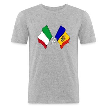 Flagge von Italien, Moldawien - Männer Slim Fit T-Shirt - Grau meliert - Vorne - Nik (191cm)