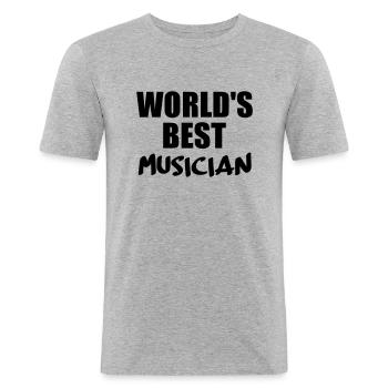 musicien - T-shirt près du corps Homme - gris chiné - Devant - Nik (191cm)