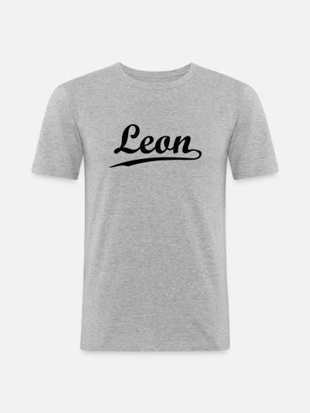 leon - Männer Slim Fit T-Shirt - Grau meliert