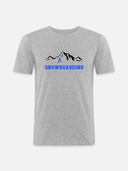 Snowboarding - Männer Slim Fit T-Shirt - Grau meliert