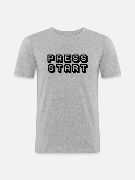Press Start Arcade Pixelart Design - Men's Slim Fit T-Shirt - heather grey