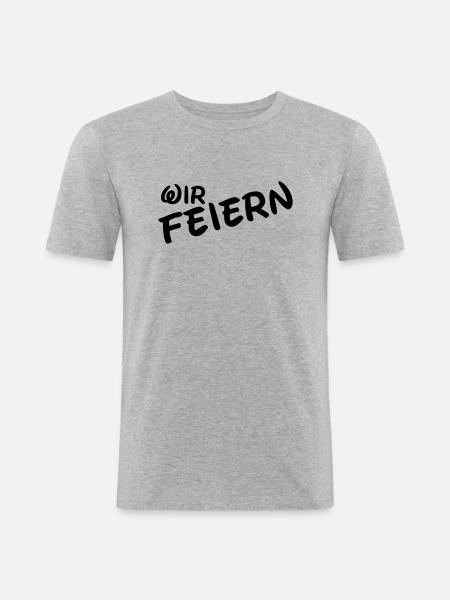 wir feiern - Männer Slim Fit T-Shirt - Grau meliert