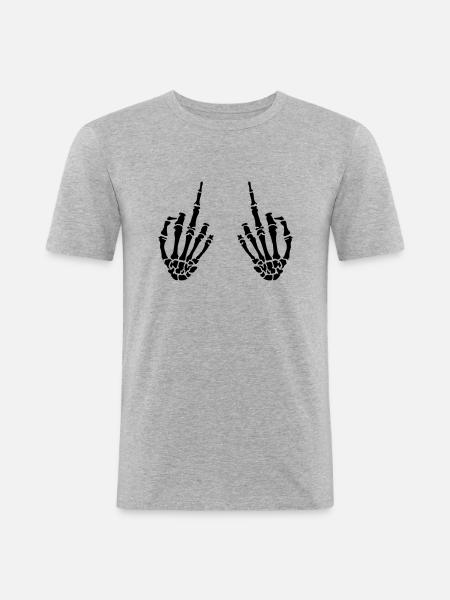 middle fingers design - Männer Slim Fit T-Shirt - Grau meliert