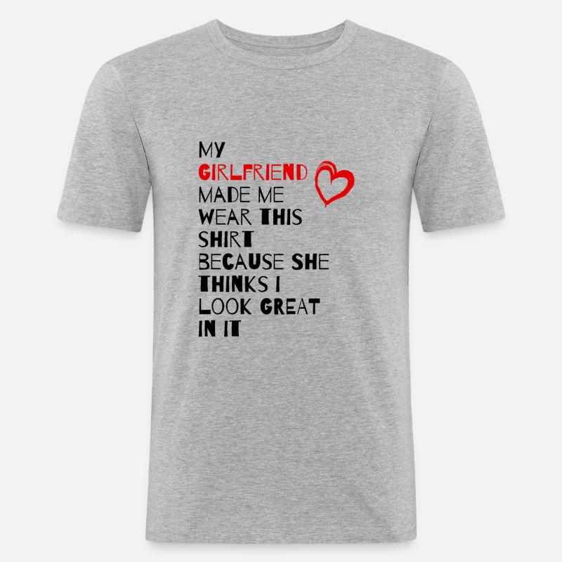 My Girlfriend - Geschenk für Freund oder Freundin - Männer Slim Fit T-Shirt - Grau meliert