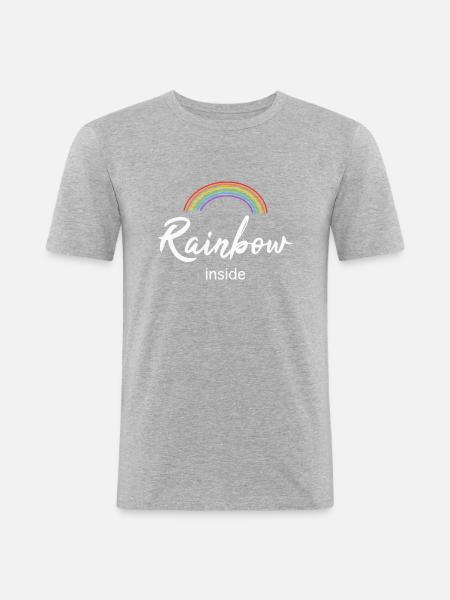 Rainbow inside - Männer Slim Fit T-Shirt - Grau meliert