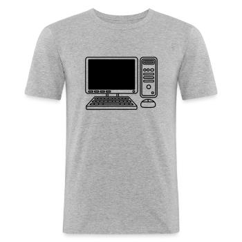 Screen Keyboard Mouse Computer - Men's Slim Fit T-Shirt - heather grey - Front - Nik (191cm)