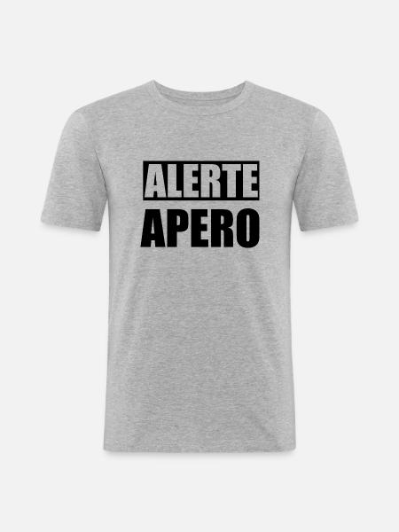 Alerte apéro - T-shirt près du corps Homme - gris chiné
