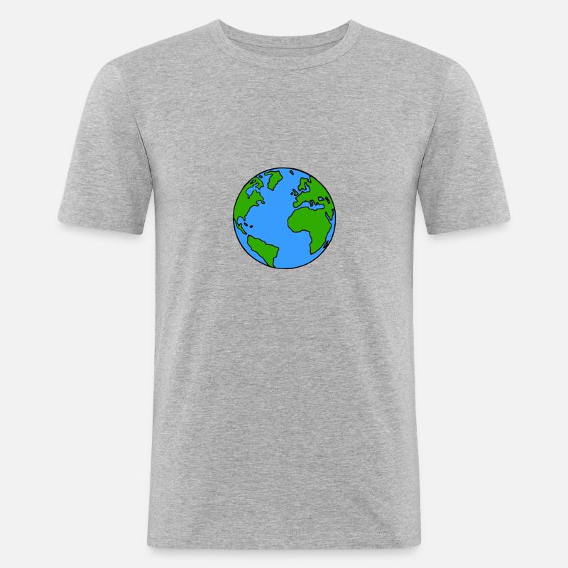 Weltkugel, Globus, Comic, Geschenkidee - Männer Slim Fit T-Shirt - Grau meliert