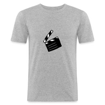 Filmklappe - Männer Slim Fit T-Shirt - Grau meliert - Vorne - Nik (191cm)