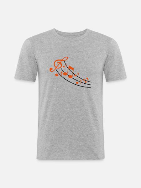 music notes design - Männer Slim Fit T-Shirt - Grau meliert