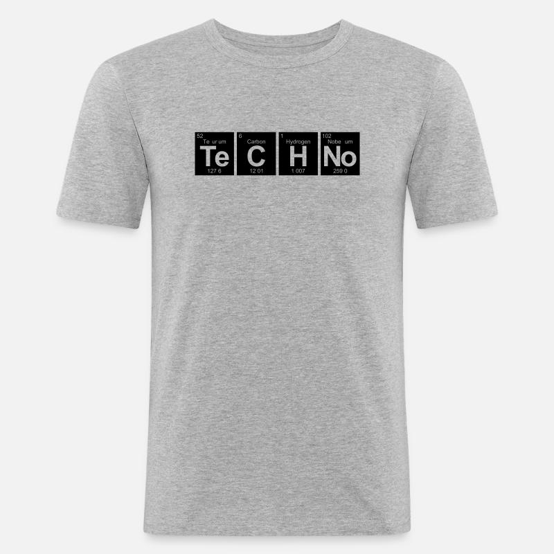 Techno Schriftzug Periodensystem Elemente Symbole - Männer Slim Fit T-Shirt - Grau meliert