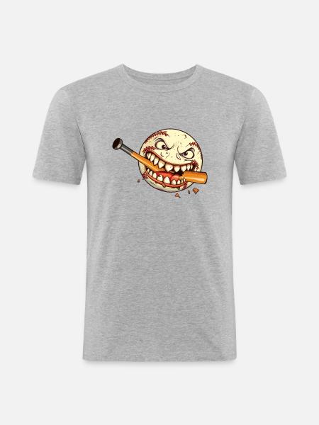 Baseball Baseballspieler Baseballteam Baseballer - Männer Slim Fit T-Shirt - Grau meliert