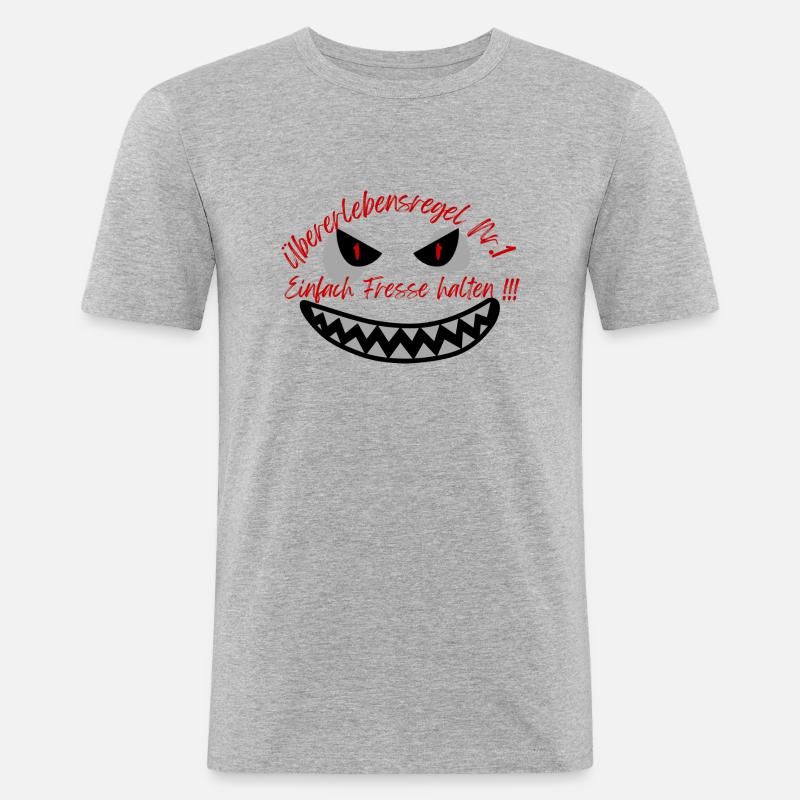 "Überlebensregel Nr 1" Design Subtil - Männer Slim Fit T-Shirt - Grau meliert