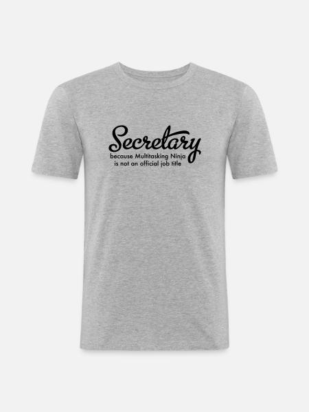 secretary - Männer Slim Fit T-Shirt - Grau meliert